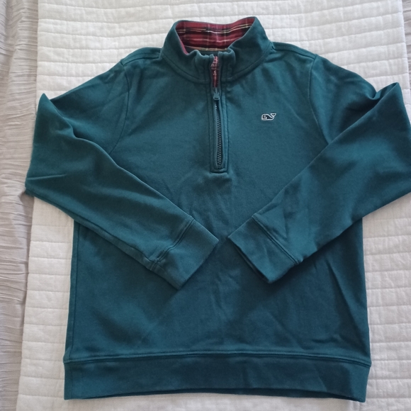 Vinyard Vines Boys Green quarter zip cotton pullover Sweater Size S 8-10 - Picture 2 of 5